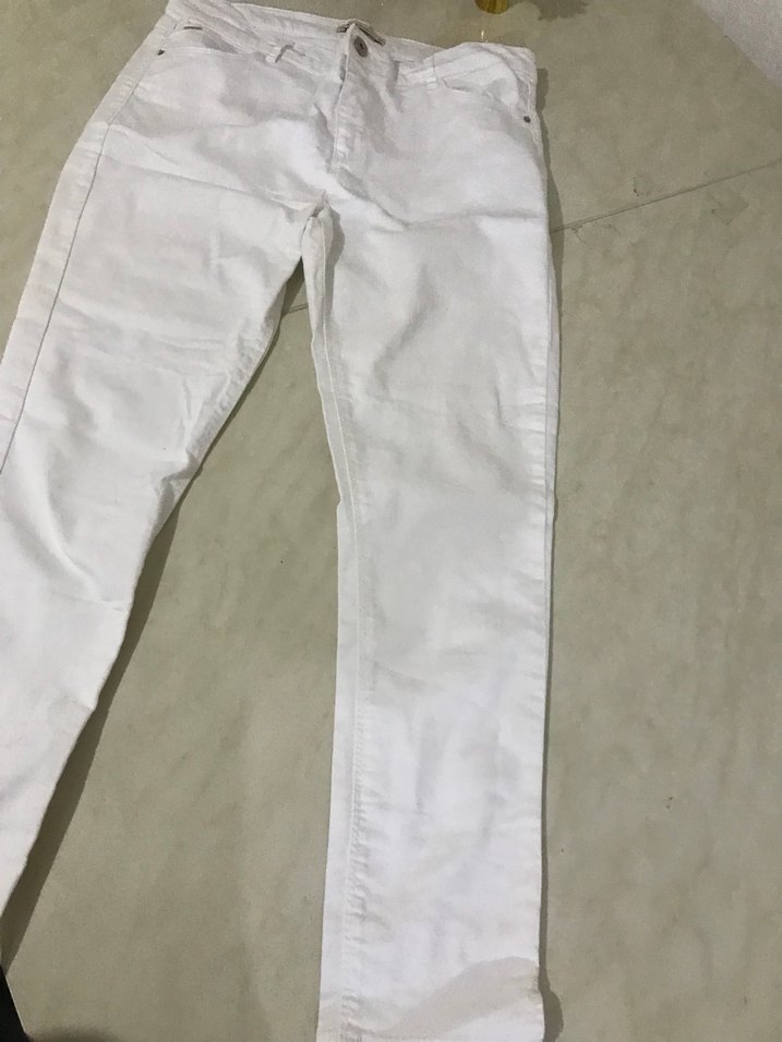 Beyaz Kadın Pamuk Kumaş Pantolon - Görsel 3