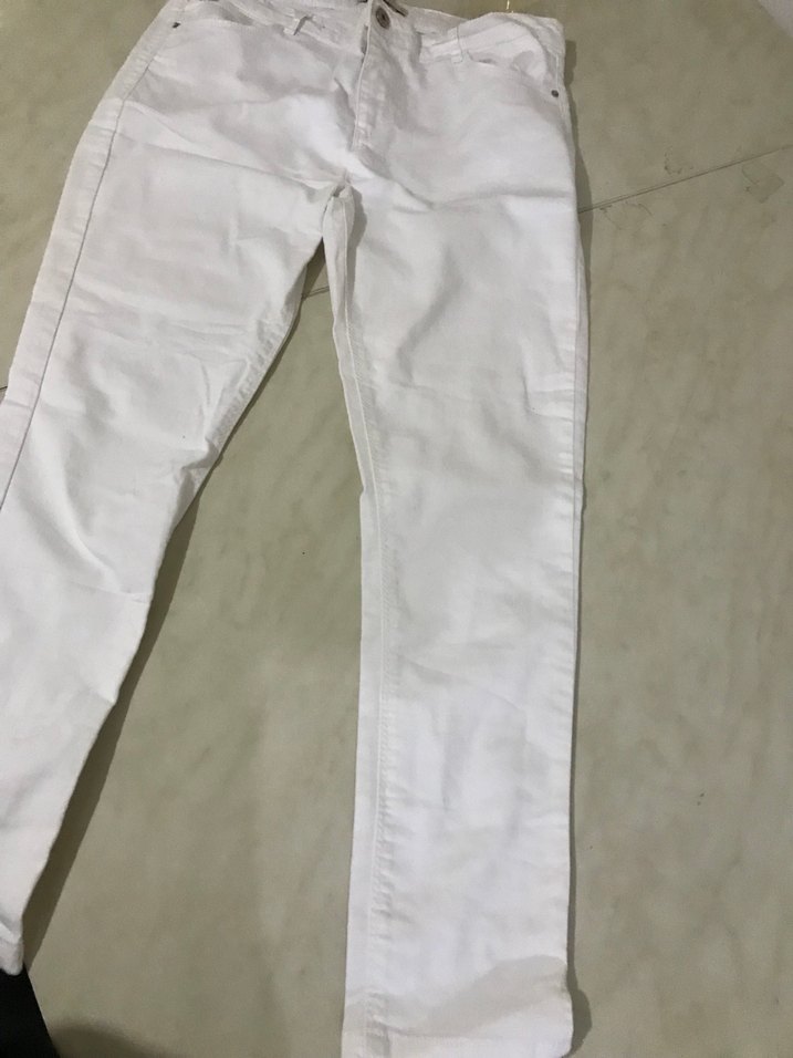Beyaz Kadın Pamuk Kumaş Pantolon - Görsel 4