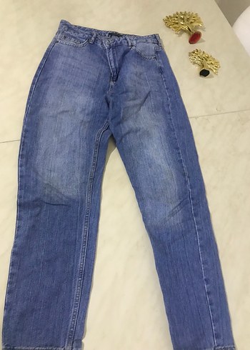 Gri Mavi Rahat Kesim Kadın Kot Pantolon - Görsel 3