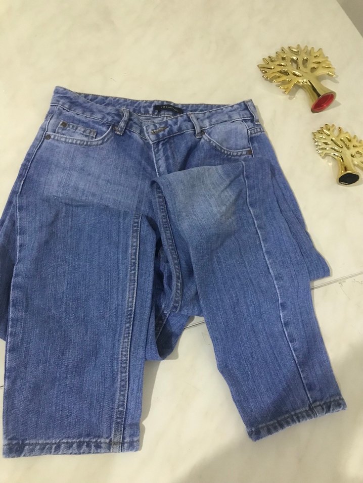 Gri Mavi Rahat Kesim Kadın Kot Pantolon - Görsel 4