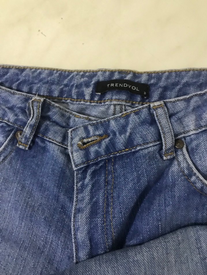 Gri Mavi Rahat Kesim Kadın Kot Pantolon - Görsel 2