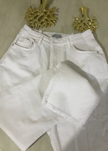 Beyaz Kadın Regular Fit Pamuklu Jean - Görsel 3