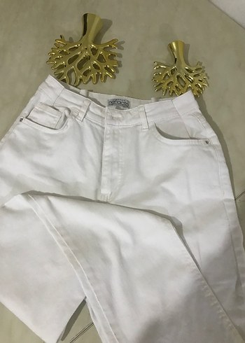 Beyaz Kadın Regular Fit Pamuklu Jean - Görsel 4