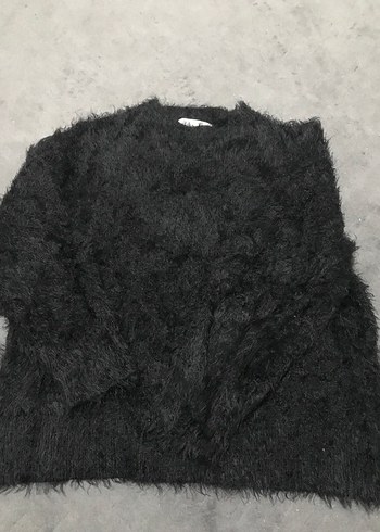 Siyah Yünlü Tüylü Çocuk Kazak - Görsel 4