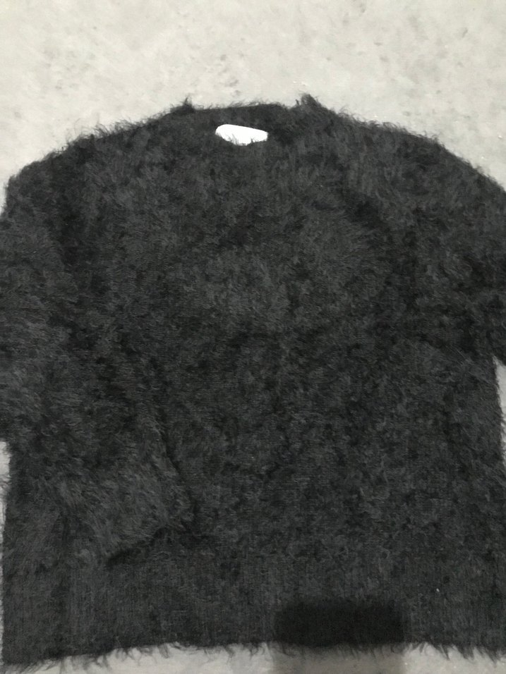 Siyah Yünlü Tüylü Çocuk Kazak - Görsel 2