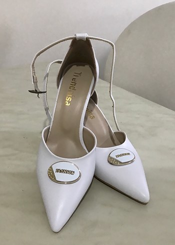 Beyaz Stiletto Topuklu Kadın Abiye Ayakkabı - Görsel 2