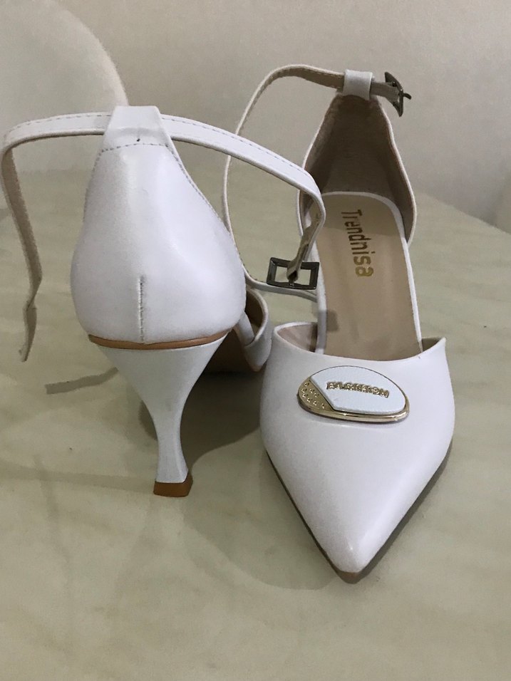 Beyaz Stiletto Topuklu Kadın Abiye Ayakkabı - Görsel 4