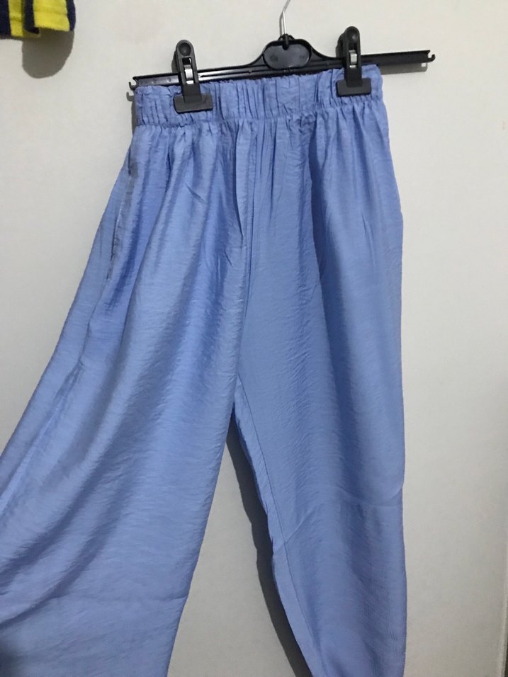 Mavi Düğmeli Keten Kadın Gömlek - Görsel 4