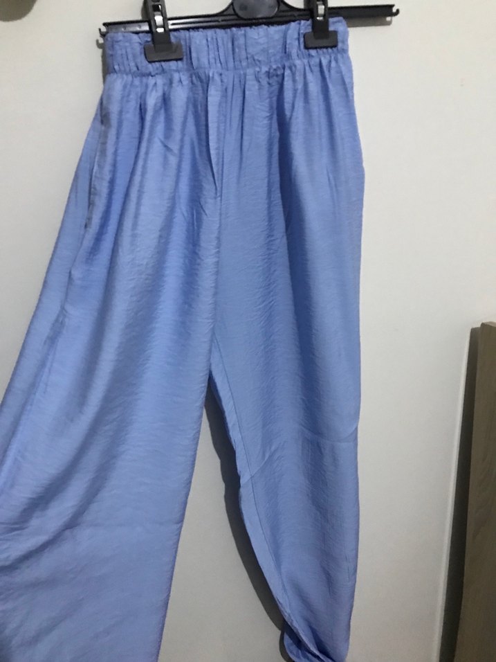 Mavi Düğmeli Keten Kadın Gömlek - Görsel 5