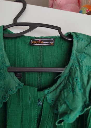 Düğmeli Yeşil Uzun Kollu tesettür elbise - Görsel 8