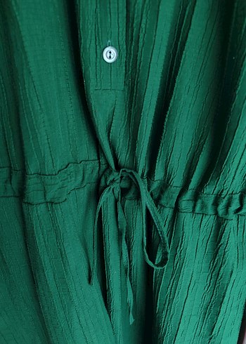 Düğmeli Yeşil Uzun Kollu tesettür elbise - Görsel 4