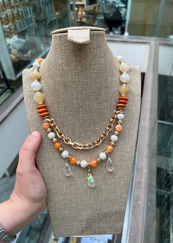 Boncuklu Bohem Midi Kolye Altın - Görsel 2