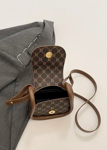 Kahverengi Baskılı Mini Kadın Çanta - Görsel 3