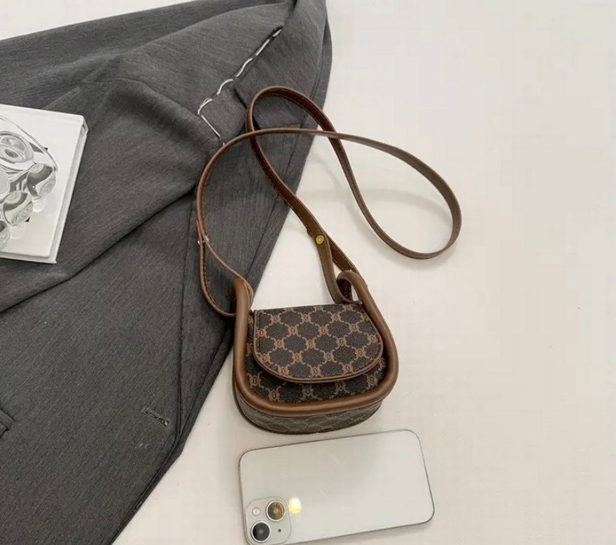 Kahverengi Baskılı Mini Kadın Çanta - Görsel 2