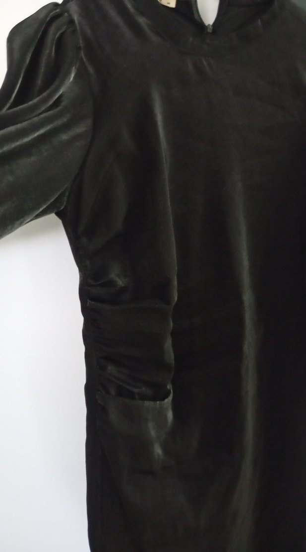 Uzun Kollu Siyah Gotik Kadın Elbisesi - Görsel 3