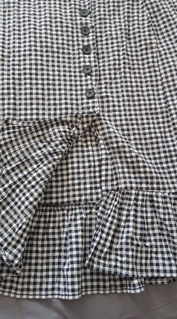 Gri Beyaz Kareli Midi Etek - Görsel 3