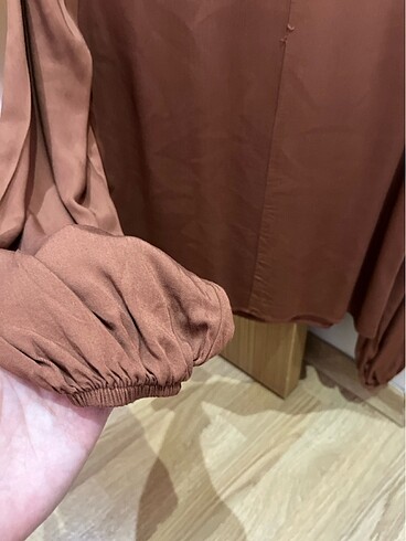 38 Beden kahverengi Renk Kolu lastikli gömlek