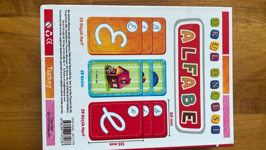 Renkli Okul Öncesi Alfabe Kartları - Görsel 4