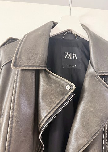 Zara Zara Kadın Siyah Deri Mini Biker Ceket