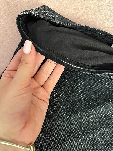 s Beden Bershka orj marka parıltılı straplez midi elbise yeni