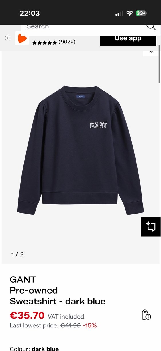 GANT kadın Sweatshirt Uzun Kollu Mavi - Görsel 4