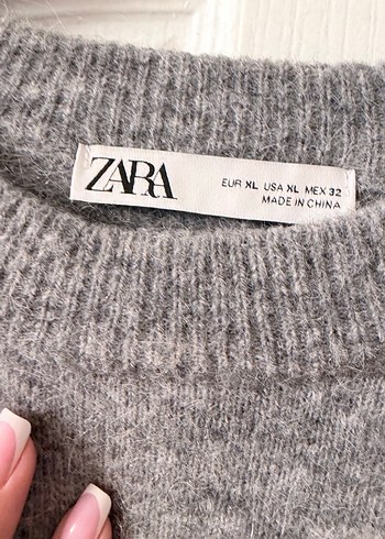 Gri Kadın Yün Örgü Basic Kazak oversize - Görsel 3