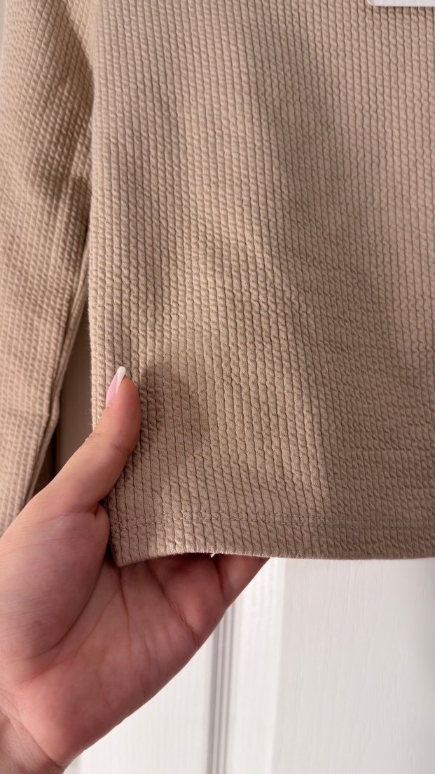 Bershka Bej Uzun Kollu Kadın Triko - Görsel 3