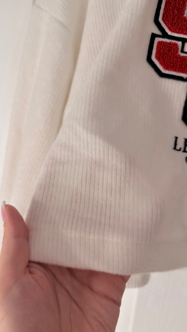 Bershka beyaz Baskılı Uzun Kollu Sweatshirt - Görsel 2