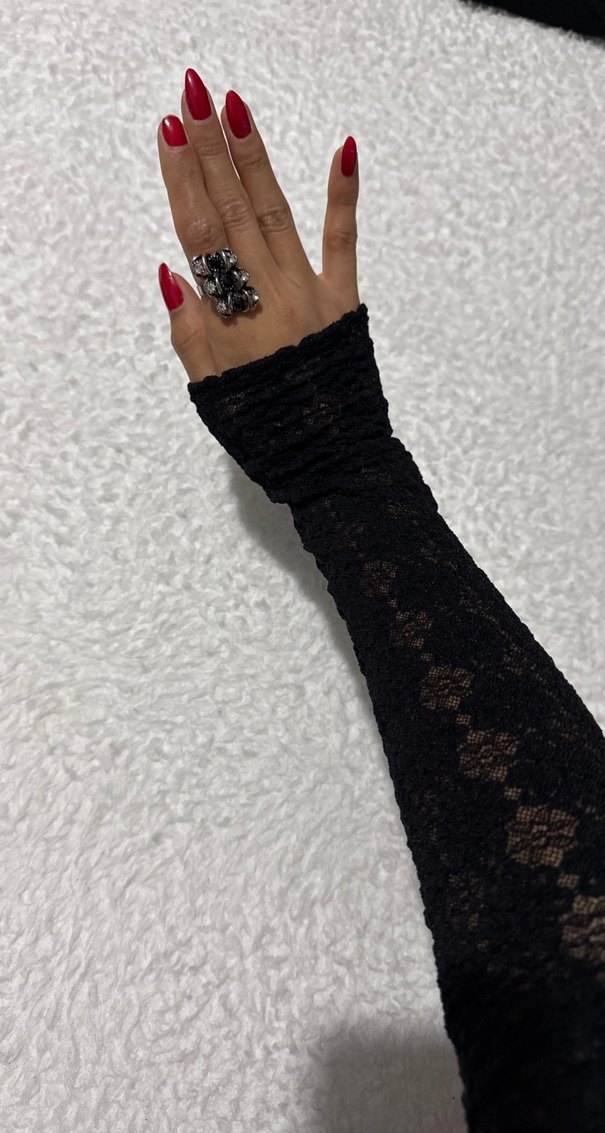 Kadın Siyah Dantel Gotik Eldiven - Görsel 2