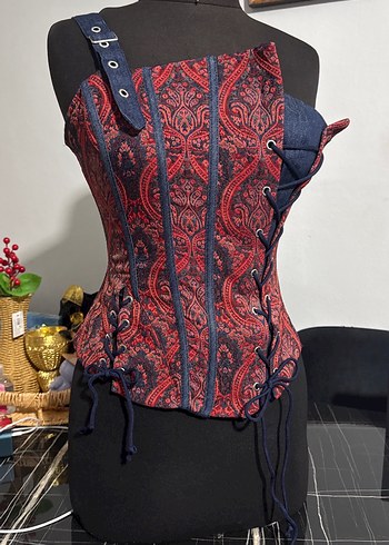 American Vintage Bordo Gotik Desenli Strappy Bustiyer