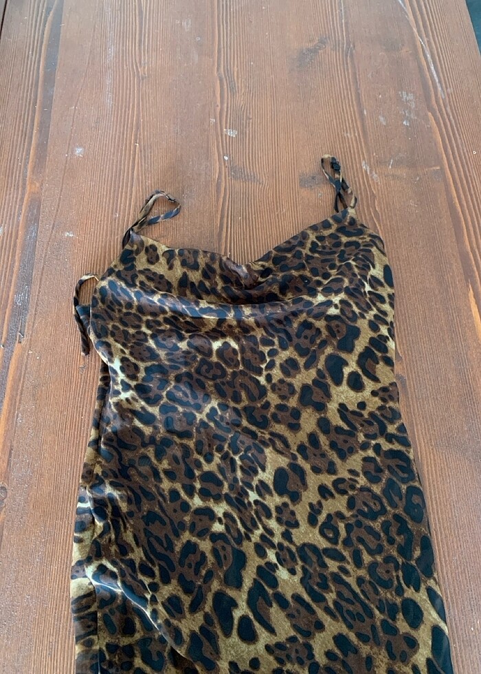 Leopar Transparan Elbise - Görsel 2