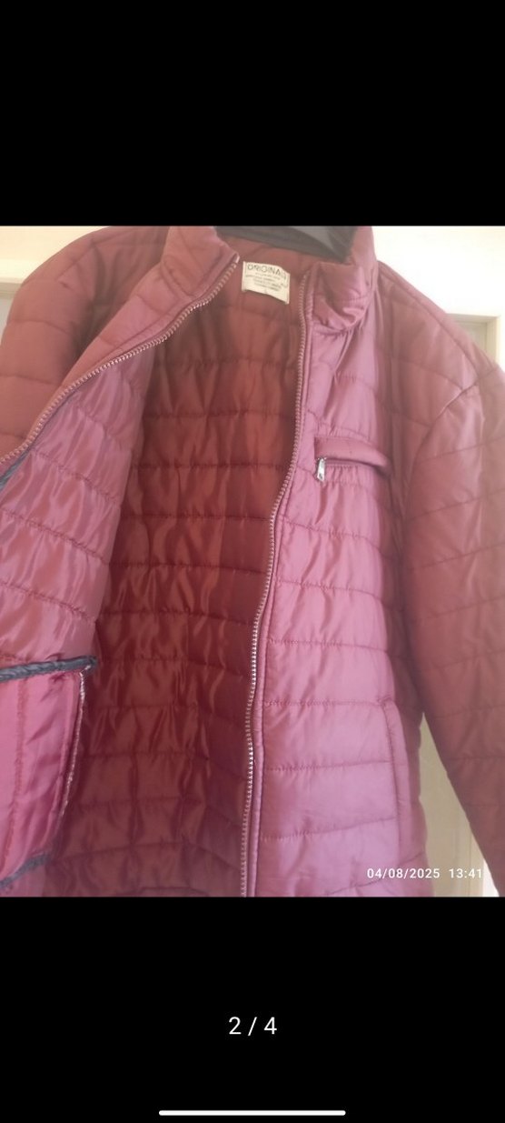 Bordo Fermuarlı Erkek Mont - Görsel 2