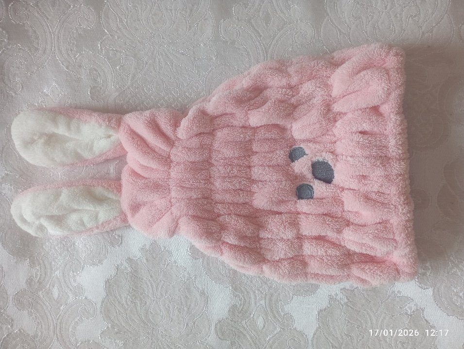 Nakışlı Pembe Kız Çocuk Banyo beresi - Görsel 2