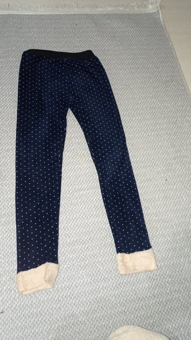 Kız Çocuk Lacivert Örme Denim Tayt - Görsel 2