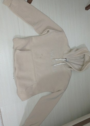 Bej Kapüşonlu Kız Çocuk  Sweatshirt - Görsel 2