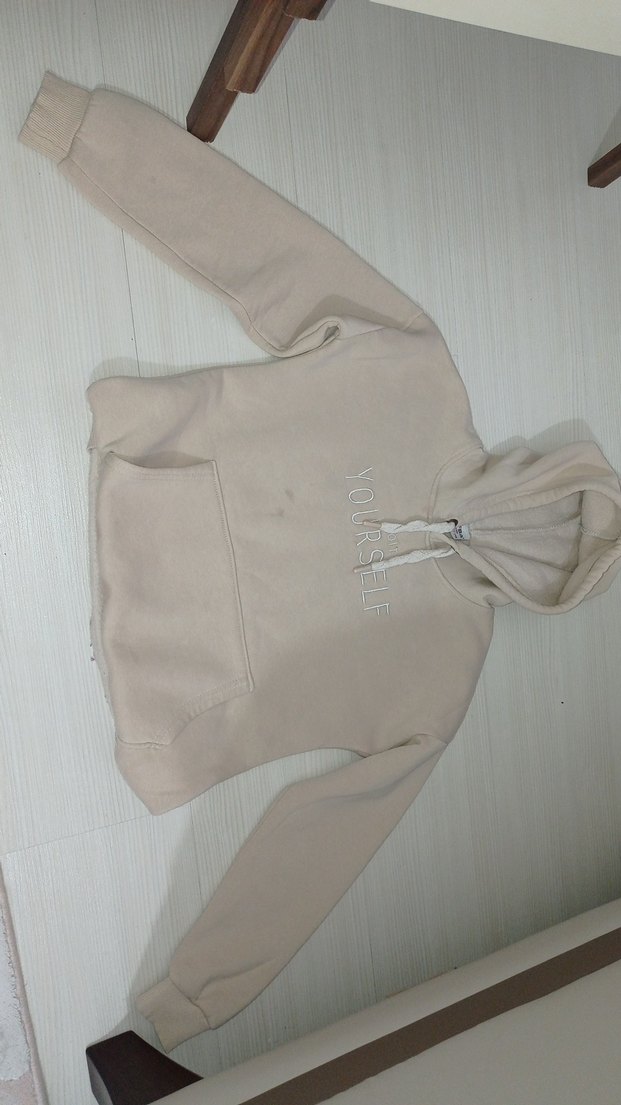 Bej Kapüşonlu Kız Çocuk  Sweatshirt - Görsel 2