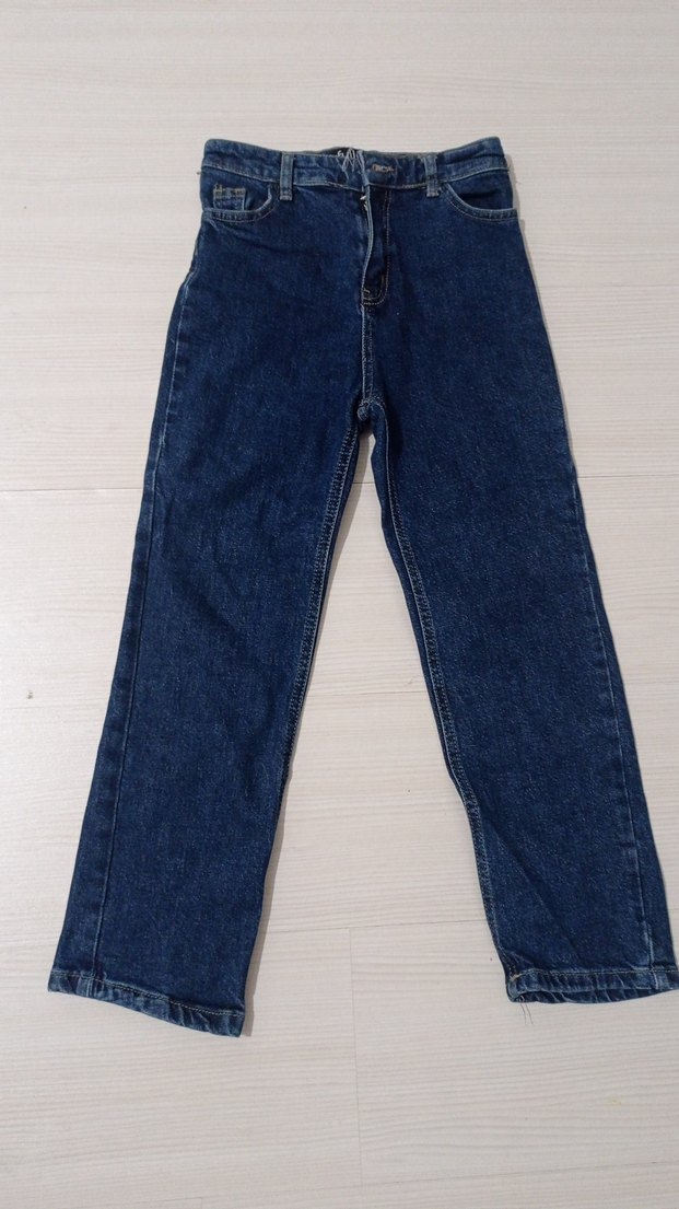 kız çocuk mavi geniş paça kot pantolon - Görsel 2