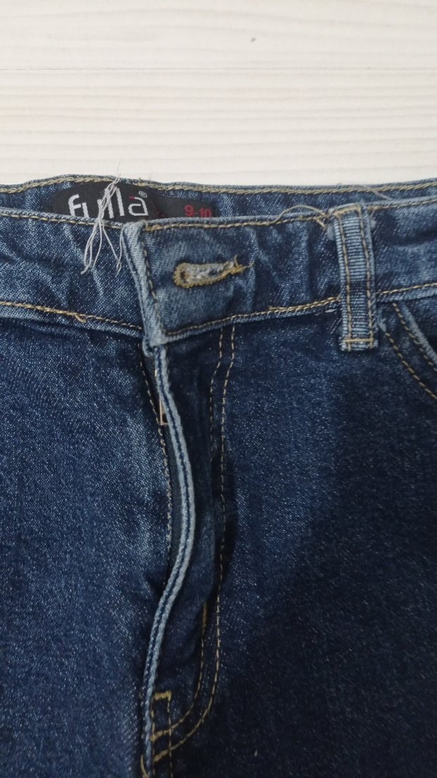 kız çocuk mavi geniş paça kot pantolon - Görsel 3