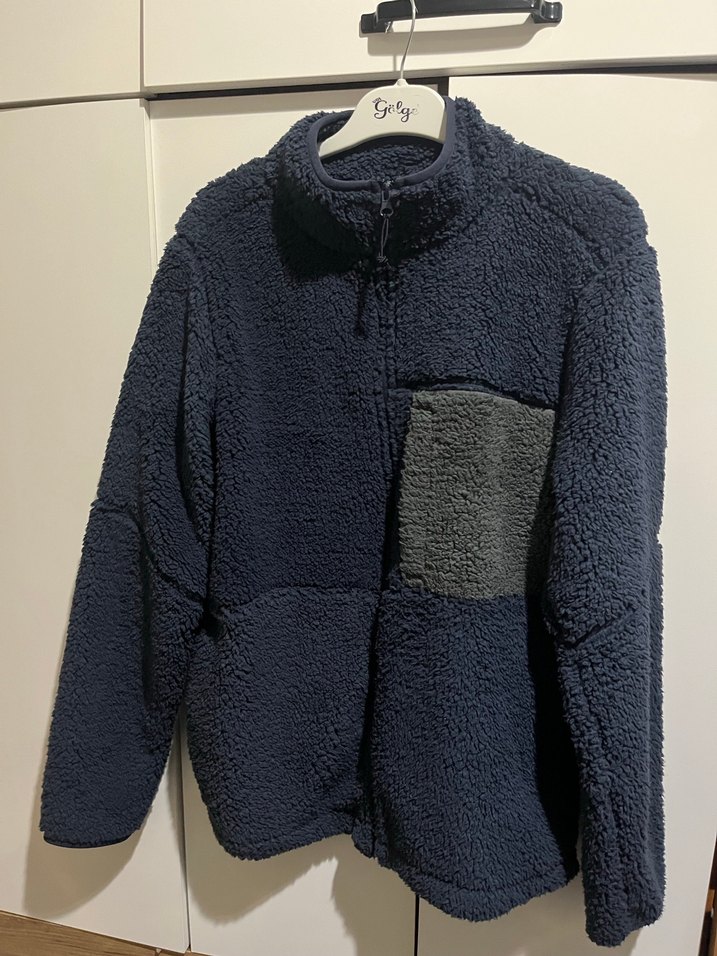 Lacivert peluş ceket - Görsel 2