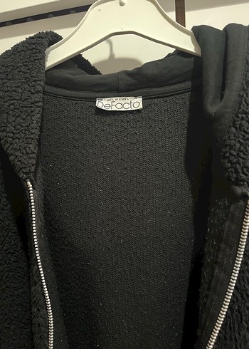 Siyah Kapüşonlu Peluş Kadın Ceket - Görsel 3