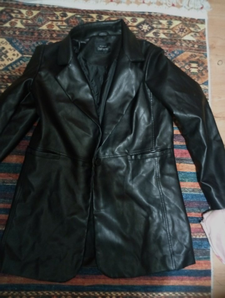Kadın Siyah Deri ceket - Görsel 2