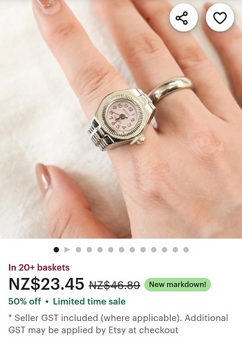 Pembe Kordonlu Kadın yüzük saat - Görsel 4