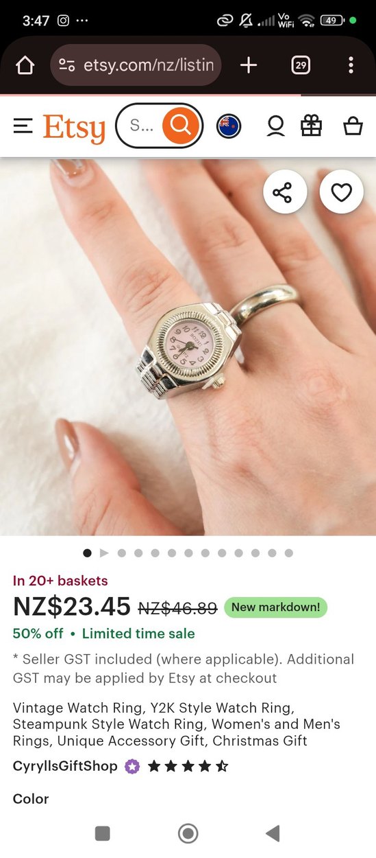 Pembe Kordonlu Kadın yüzük saat - Görsel 4