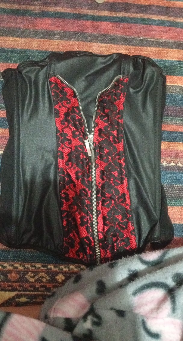 Kırmızı Dantelli Gotik Büstiyer,Korse - Görsel 2