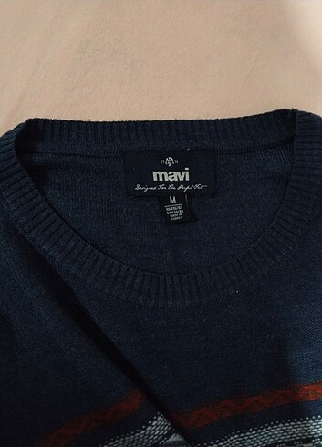 Mavi Jeans mavi marka, ince, cizgili kazak