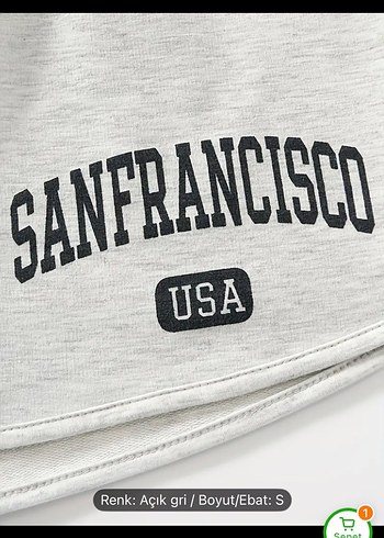 Gri Pamuklu San Francisco Baskılı Mini Şort - Görsel 3