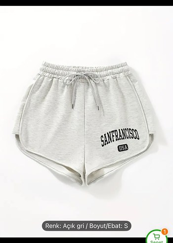 Gri Pamuklu San Francisco Baskılı Mini Şort - Görsel 5