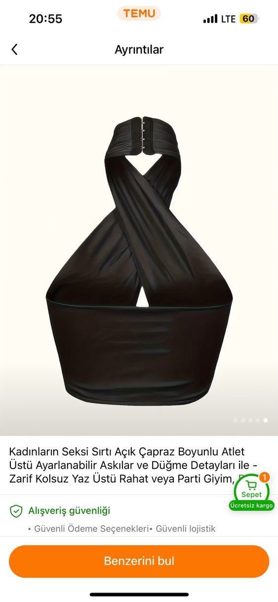 Siyah Drapeli Straplez Denim Crop Top - Görsel 5