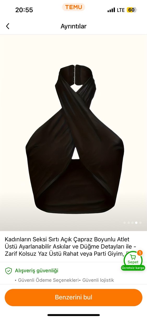 Siyah Drapeli Straplez Denim Crop Top - Görsel 4