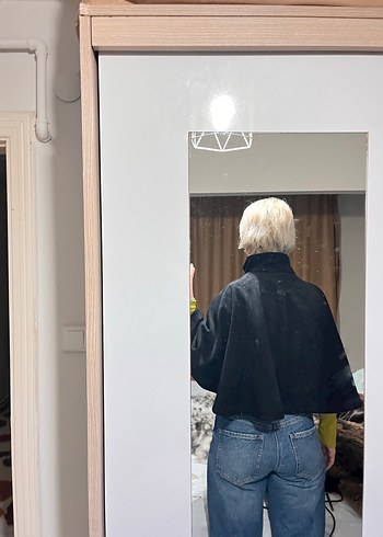 ZARA CEKET PANÇO Siyah Balıkçı Yaka Kadın Panço süet - Görsel 6